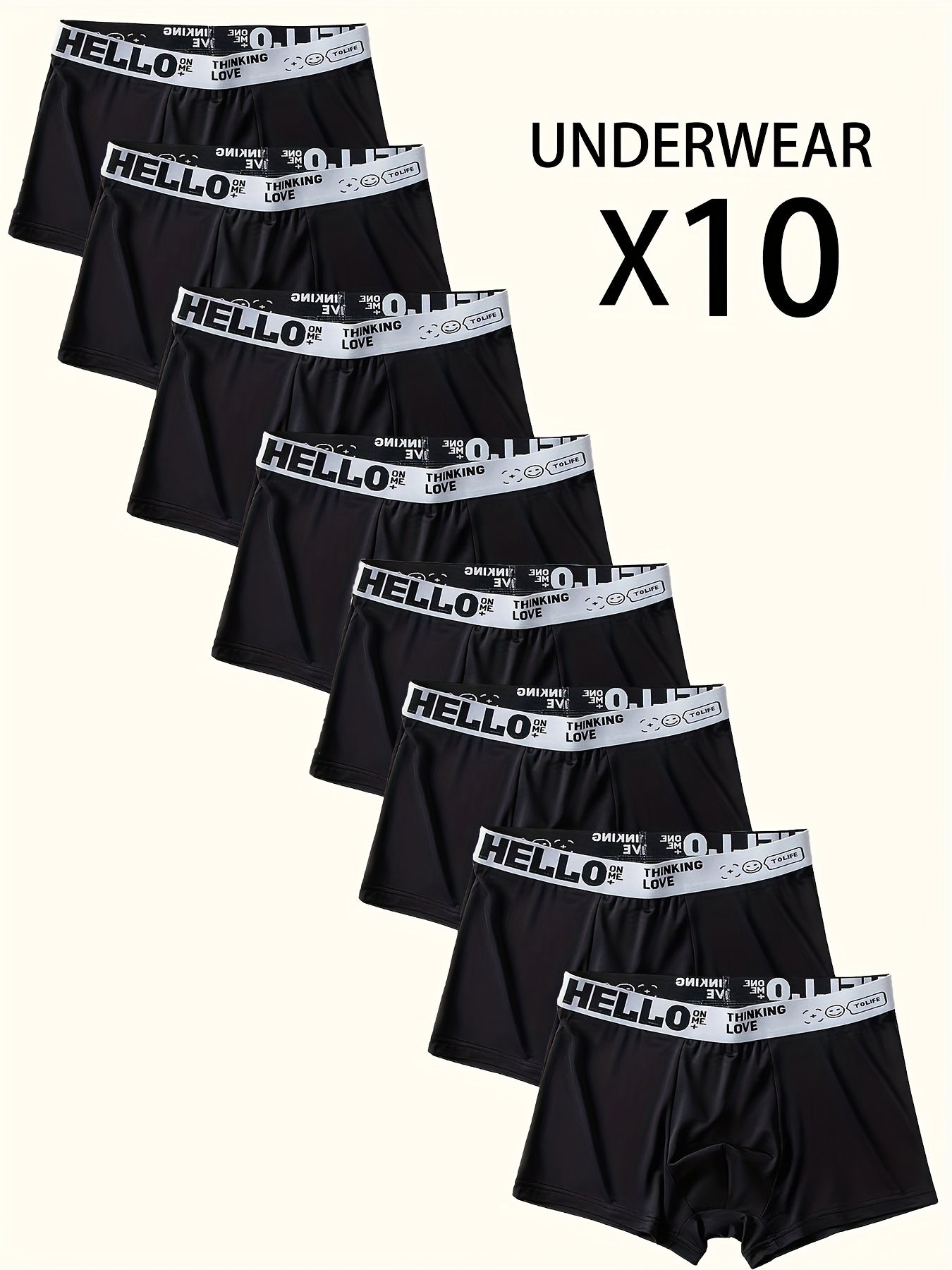 10pcs Fashionable Breathable Men's Flat-Cut Underpants