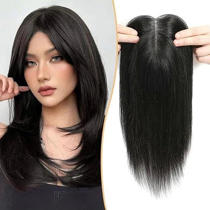 【🔥50%OFF 】100% Natural Human Hair Extensions|Mini Scalp Topper – Silk Base Hair Topper