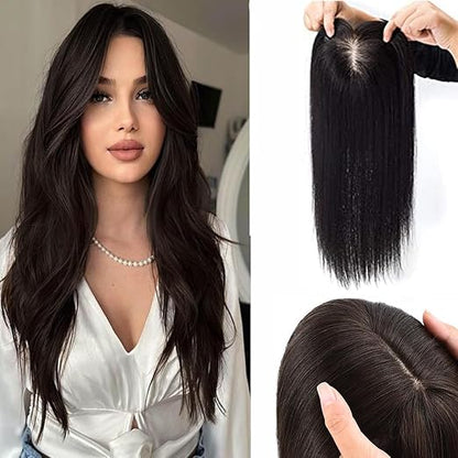 【🔥50%OFF 】100% Natural Human Hair Extensions|Mini Scalp Topper – Silk Base Hair Topper