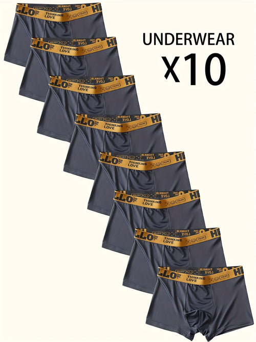 10pcs Fashionable Breathable Men's Flat-Cut Underpants