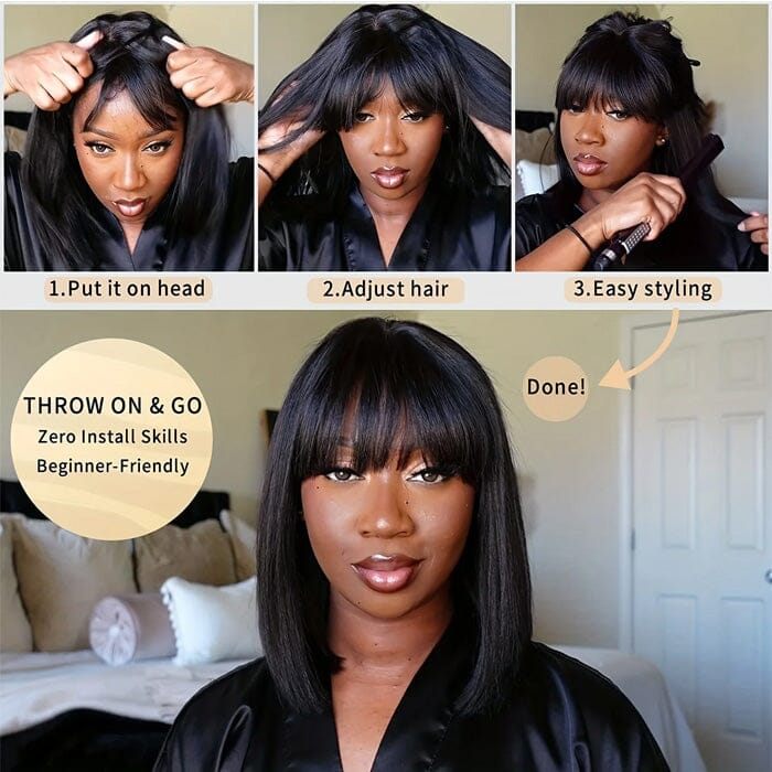 ✨ 100% Human Hair – Natural Bangs for Effortless Style