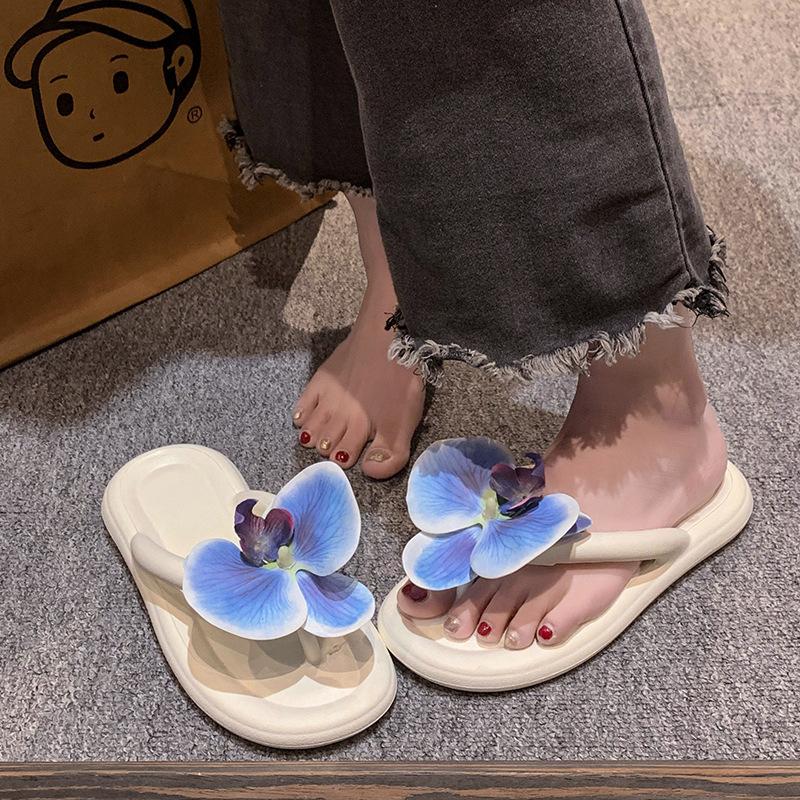 Elegant White Orchid Flip Flops