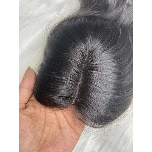 【🔥50%OFF 】100% Natural Human Hair Extensions|Mini Scalp Topper – Silk Base Hair Topper