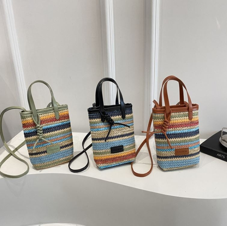 Contrast color woven bag