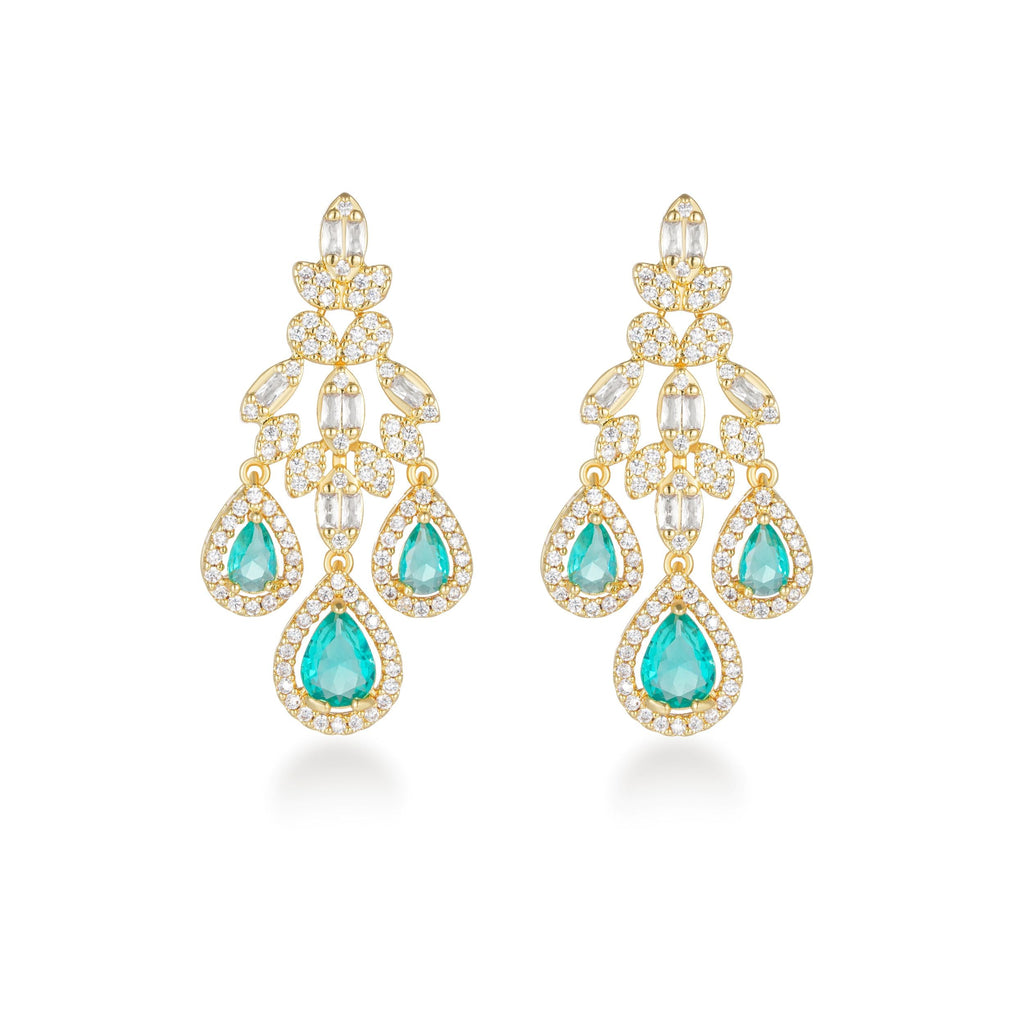 Green Transparent Teardrop Crystal Earrings