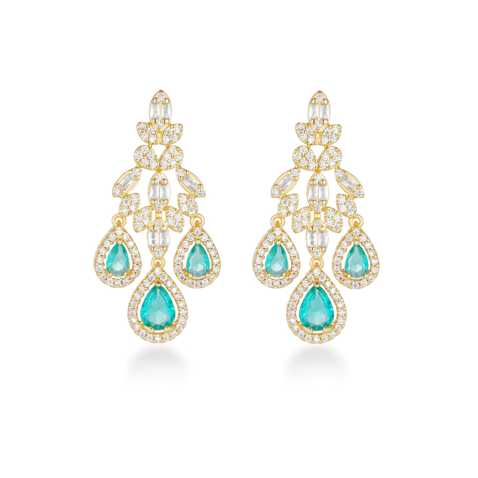 Green Transparent Teardrop Crystal Earrings