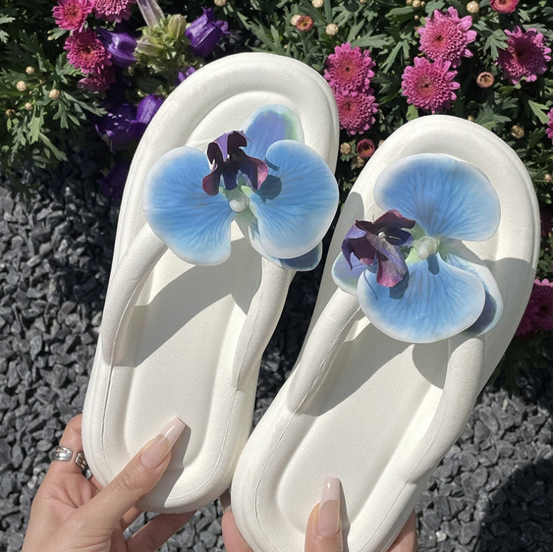Elegant White Orchid Flip Flops