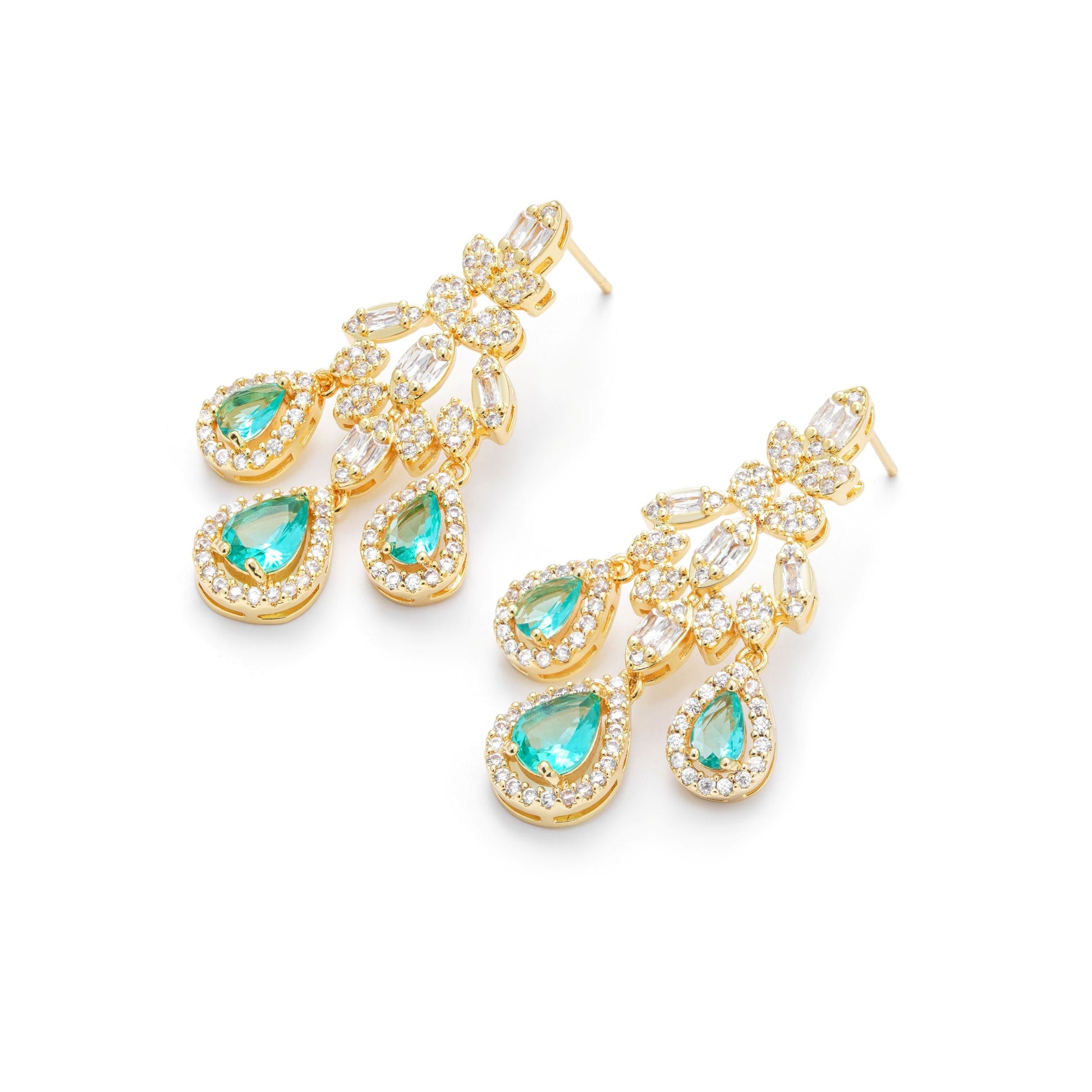 Green Transparent Teardrop Crystal Earrings
