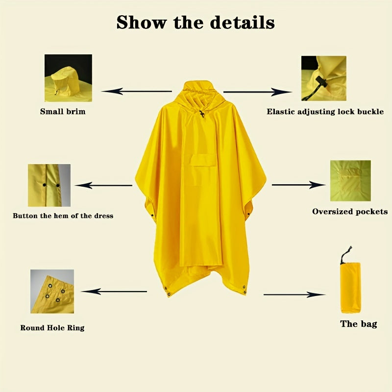 3-in-1 Waterproof Hooded Rain Poncho