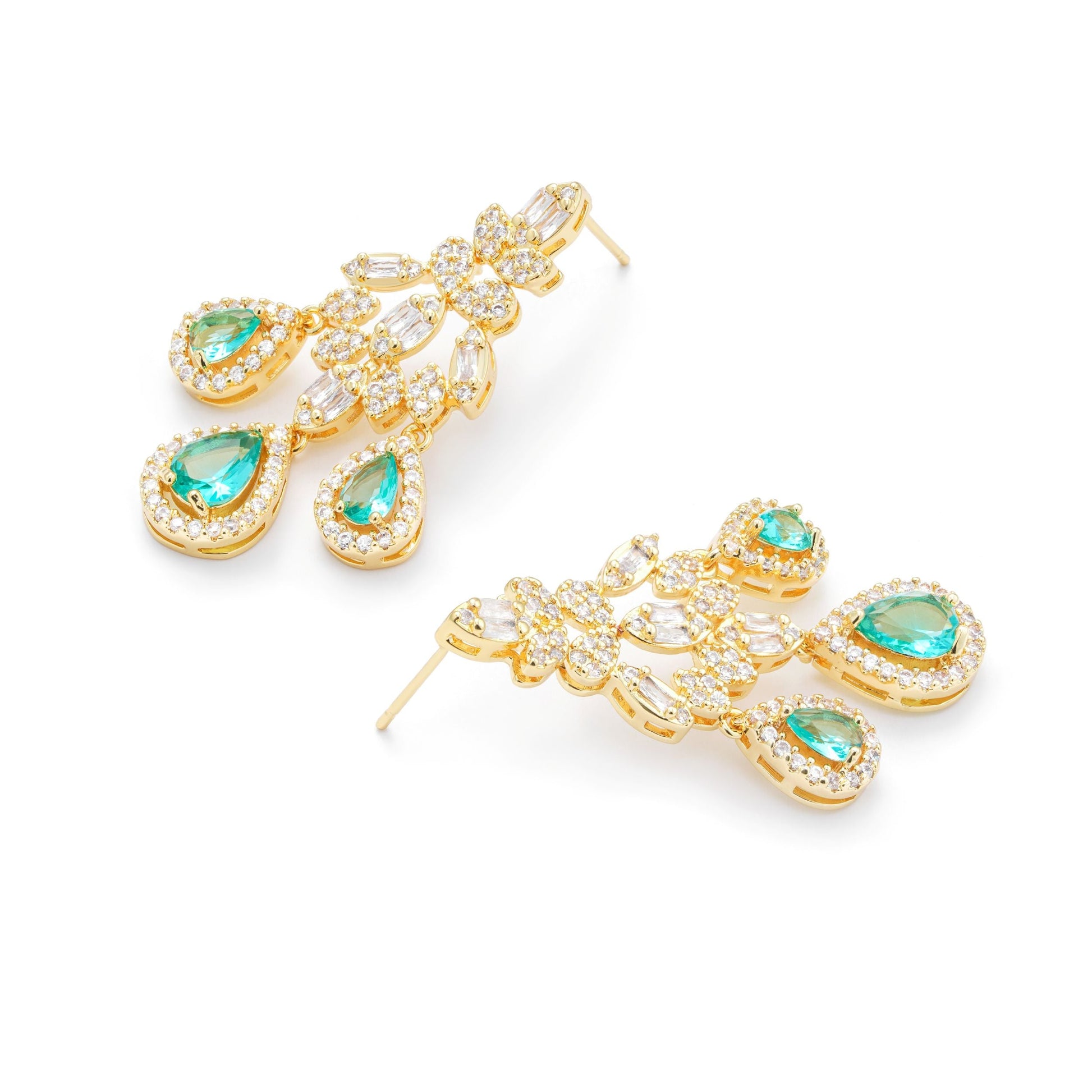 Green Transparent Teardrop Crystal Earrings