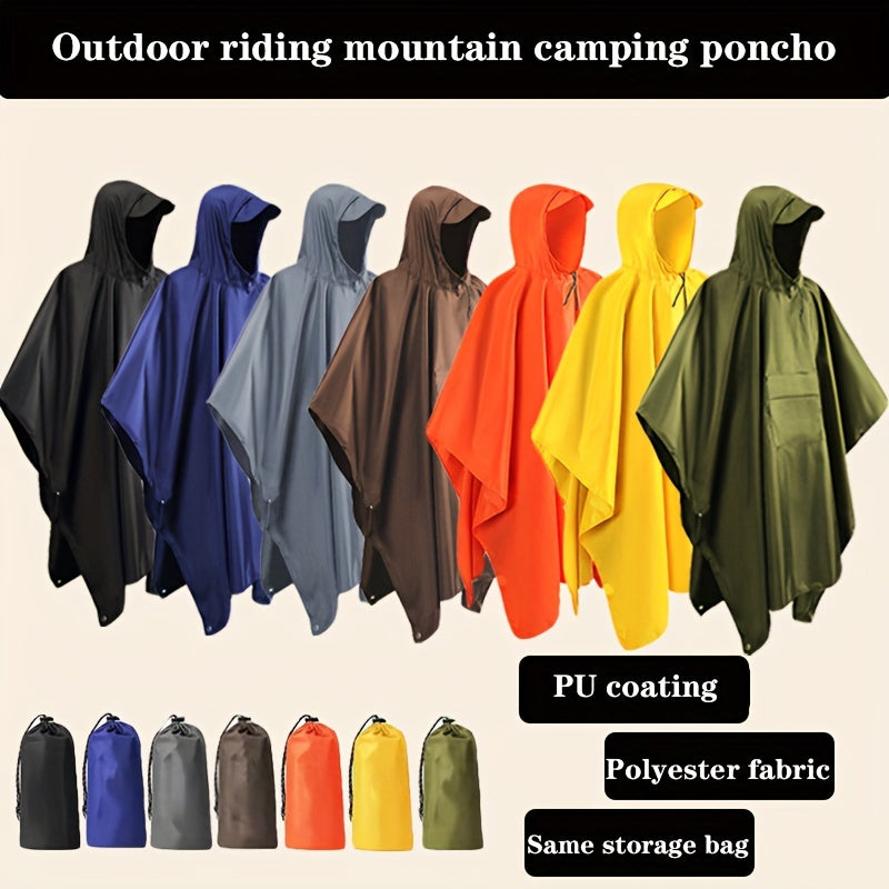 3-in-1 Waterproof Hooded Rain Poncho