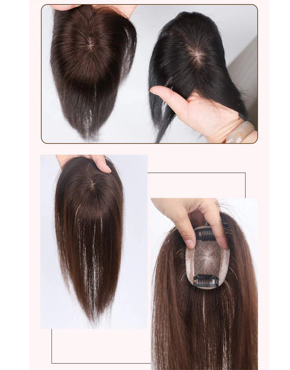 【🔥50%OFF 】100% Natural Human Hair Extensions|Mini Scalp Topper – Silk Base Hair Topper