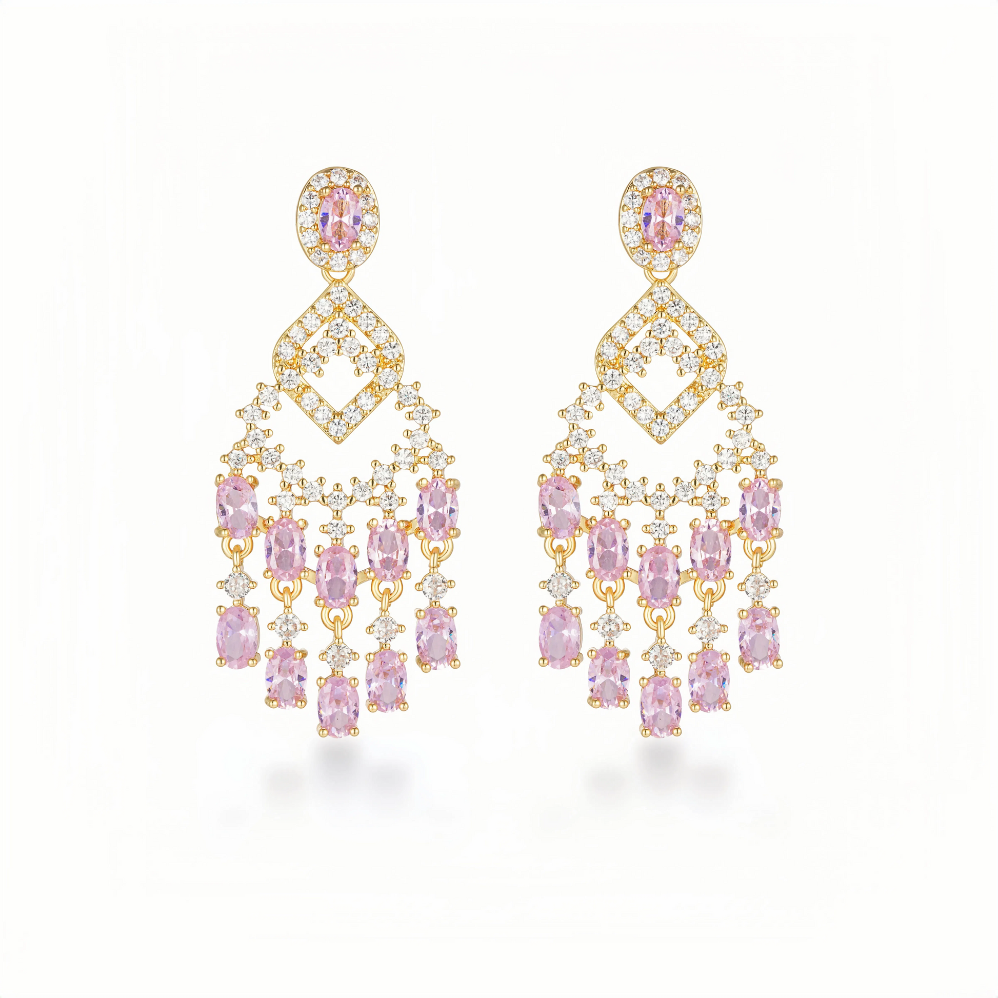 Pink Crystal Fireworks Drop Earrings