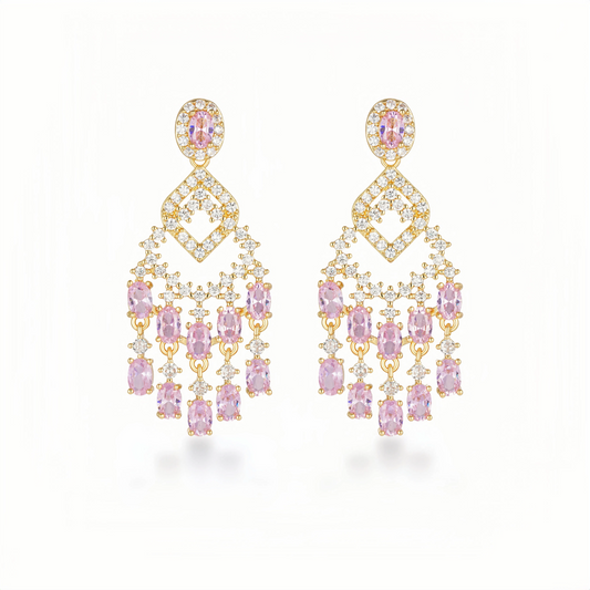 Pink Crystal Fireworks Drop Earrings