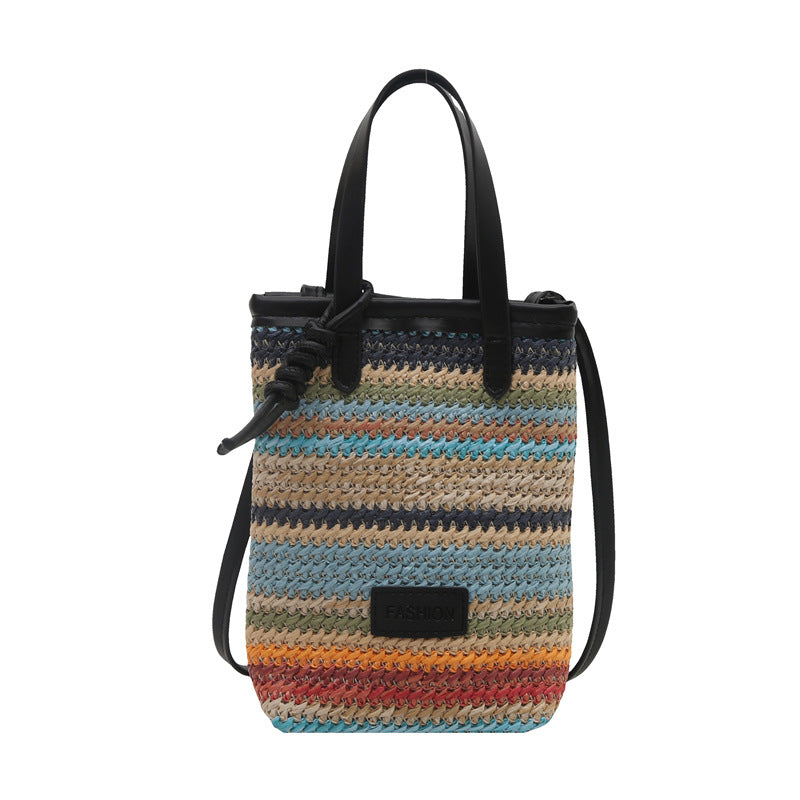 Contrast color woven bag
