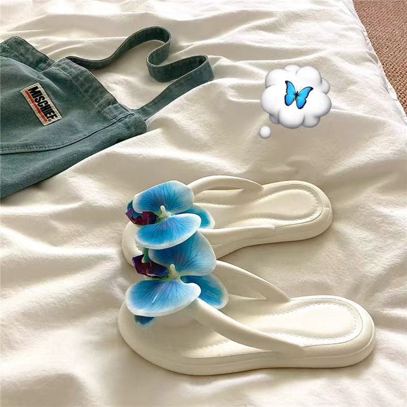 Elegant White Orchid Flip Flops