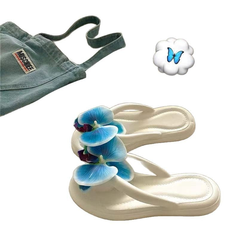 Elegant White Orchid Flip Flops