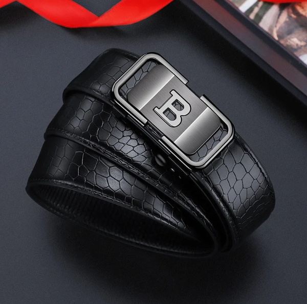 Men's Crocodile-Patterned Automatic Buckle Belt