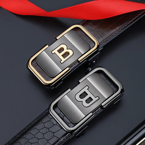 Men's Crocodile-Patterned Automatic Buckle Belt