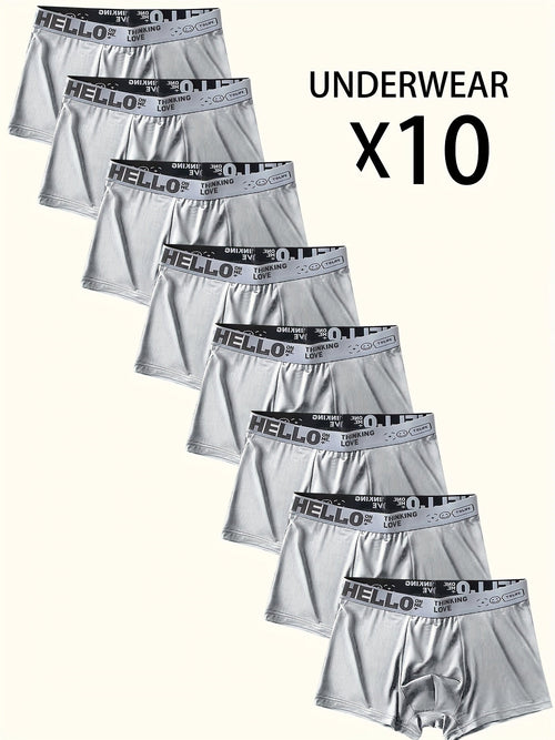 10pcs Fashionable Breathable Men's Flat-Cut Underpants