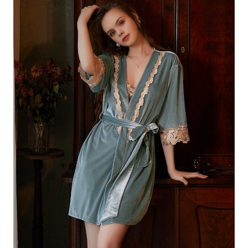 Blushy Silk 5 Piece Pajama Set