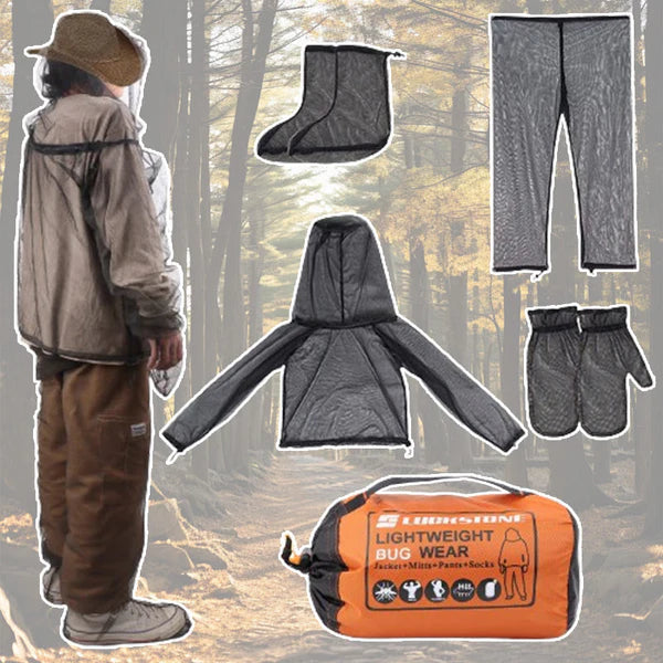 Lightweight Mosquito Protection Clothing for Outdoor Use – Jacket, Pants, Shoe Covers and Mittens