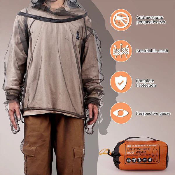 Lightweight Mosquito Protection Clothing for Outdoor Use – Jacket, Pants, Shoe Covers and Mittens