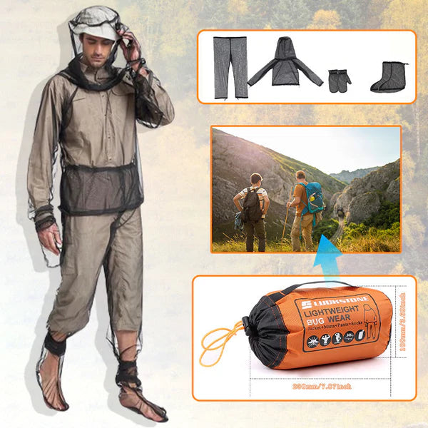 Lightweight Mosquito Protection Clothing for Outdoor Use – Jacket, Pants, Shoe Covers and Mittens