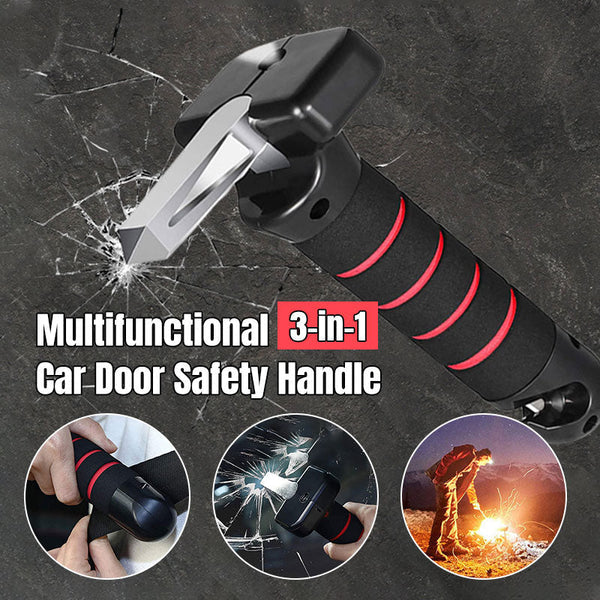 Multifunctional 3-in-1 safety handle for car doors